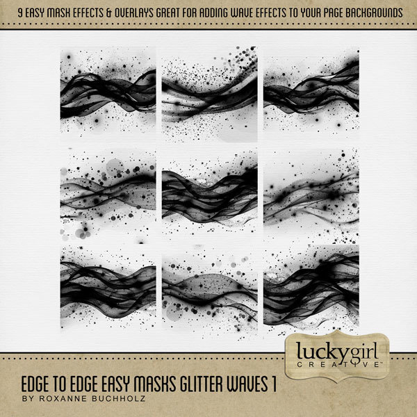 Edge to Edge Easy Masks Glitter Waves 1 Digital Art - Digital Scrapbooking Kits