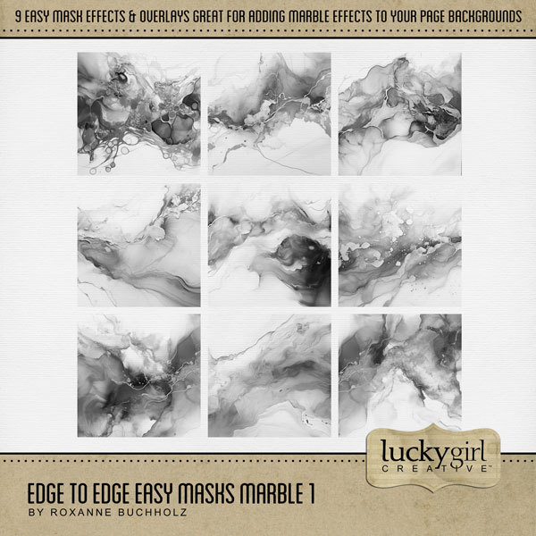 Edge to Edge Easy Masks Marble 1 Digital Art - Digital Scrapbooking Kits