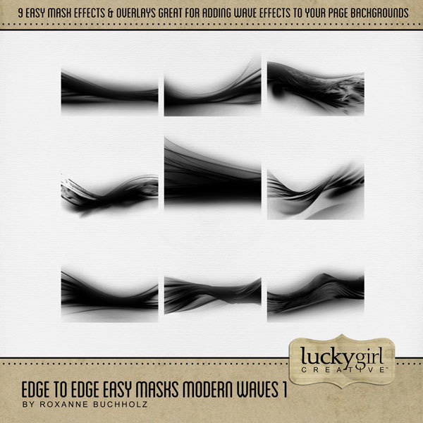 Edge to Edge Easy Masks Modern Waves 1 Digital Art - Digital Scrapbooking Kits