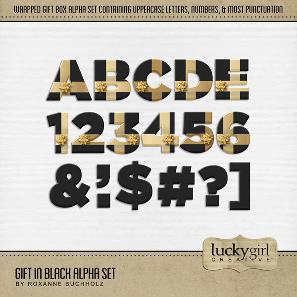 Gift in Black Alpha Set Digital Art - Digital Scrapbooking Kits