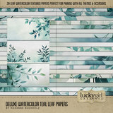 Deluxe Watercolor Teal Leaf Papers
