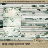 Deluxe Watercolor Green Leaf Papers