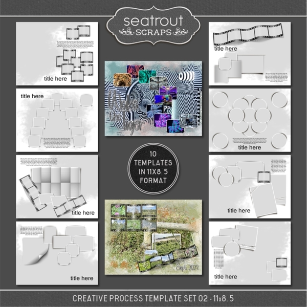 Creative Process Template Set 02 - 11x8.5 Digital Art - Digital Scrapbooking Kits