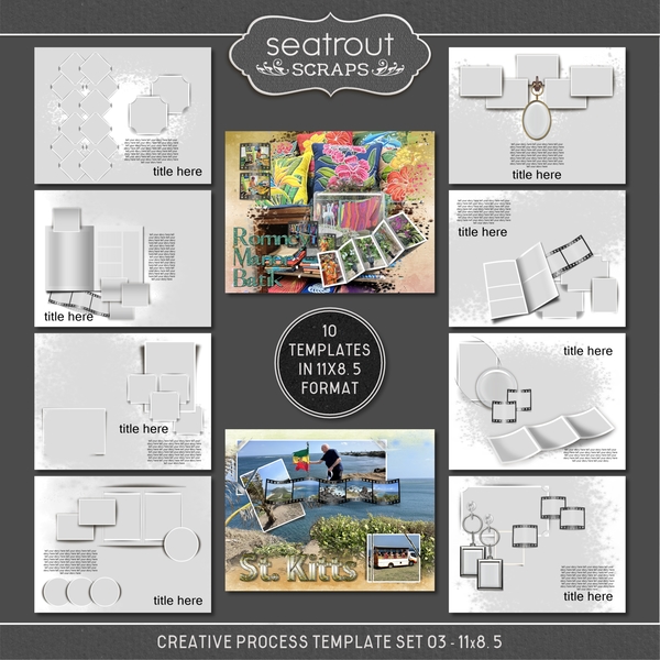 Creative Process Template Set 03 - 11x8.5 Digital Art - Digital Scrapbooking Kits