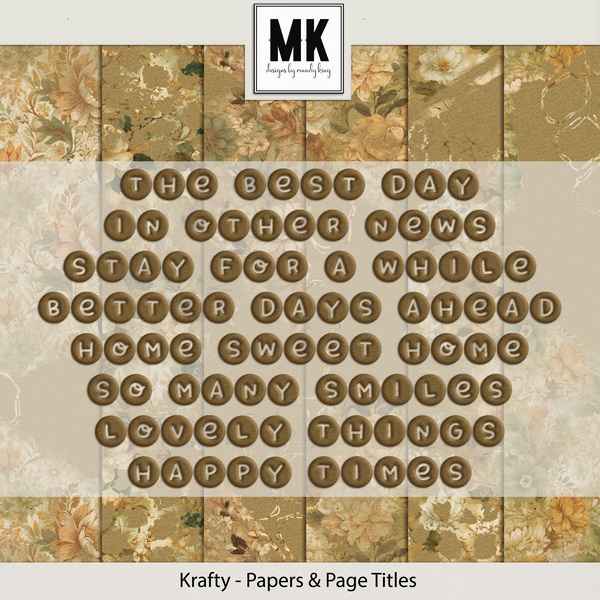 Krafty - Papers & Page Titles Digital Art - Digital Scrapbooking Kits