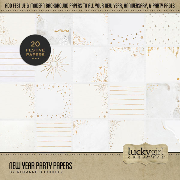 New Year Party Papers Digital Art - Digital Scrapbooking Kits