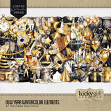 New Year Watercolor Elements