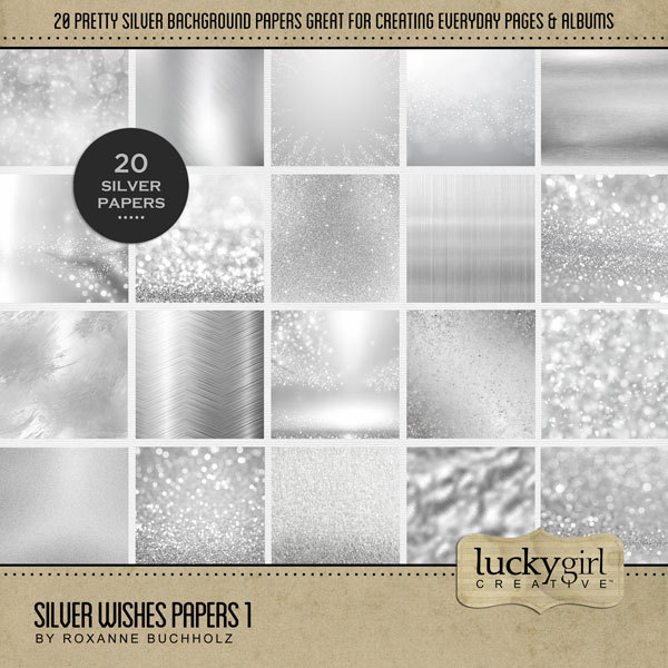 Silver Wishes Papers 1 Digital Art - Digital Scrapbooking Kits