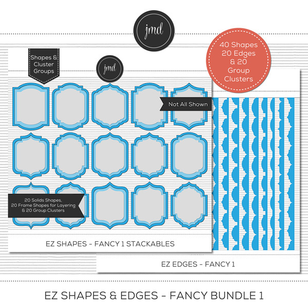 EZ Shapes & Edges - Fancy Bundle 1 Digital Art - Digital Scrapbooking Kits