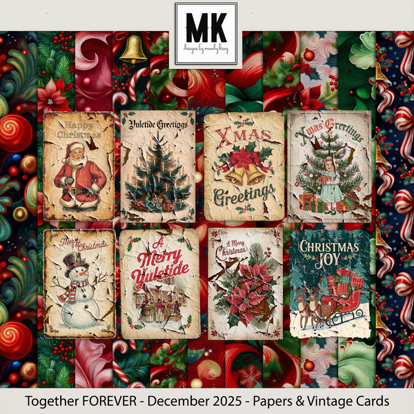 Together FOREVER - December 2025 - Papers & Vintage Cards Digital Art - Digital Scrapbooking Kits
