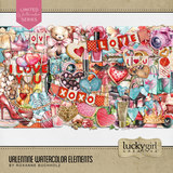 Valentine Watercolor Elements