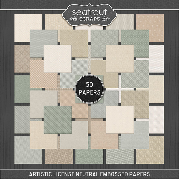 Artistic License Neutral Embossed Papers Digital Art - Digital Scrapbooking Kits