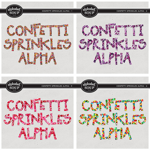 Confetti Sprinkles Alpha Bundle Digital Art - Digital Scrapbooking Kits