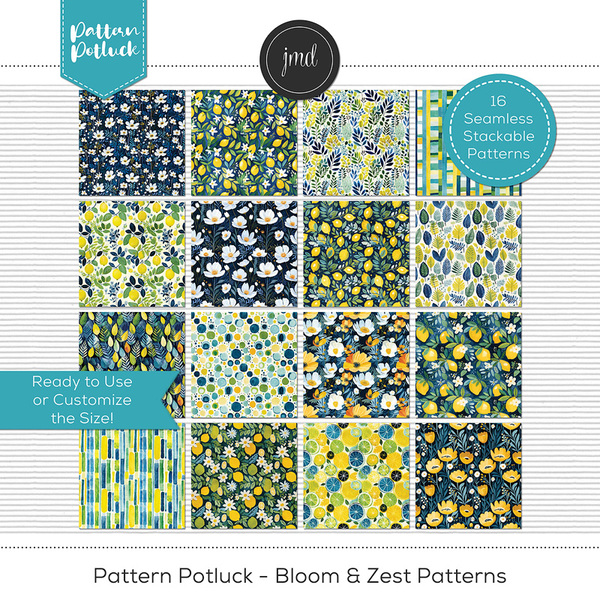Pattern Potluck - Bloom & Zest Patterns Digital Art - Digital Scrapbooking Kits
