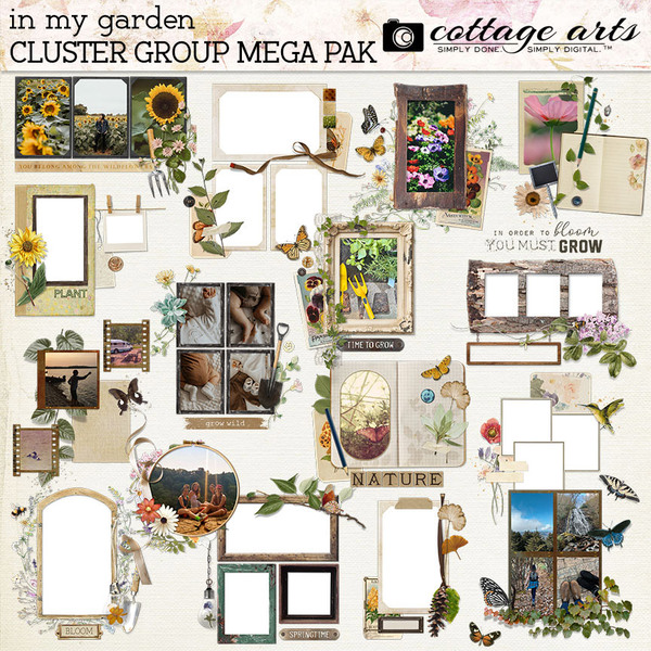 In My Garden Cluster Group Mega Pak Digital Art - Digital Scrapbooking Kits