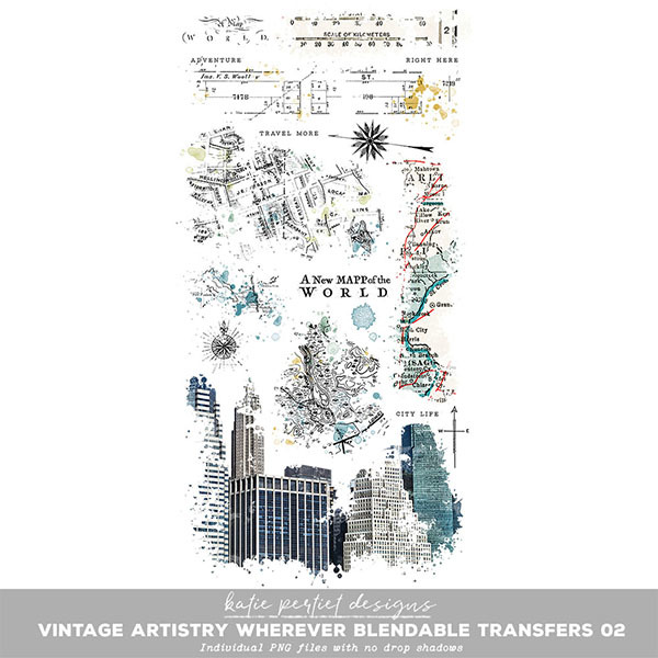 Vintage Artistry Wherever Blendable Transfers 02 Digital Art - Digital Scrapbooking Kits