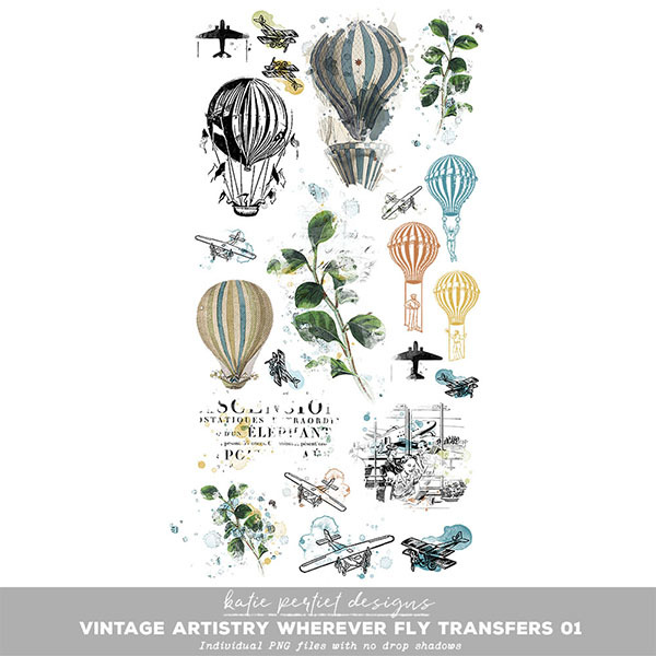 Vintage Artistry Wherever Fly Transfers 01 Digital Art - Digital Scrapbooking Kits