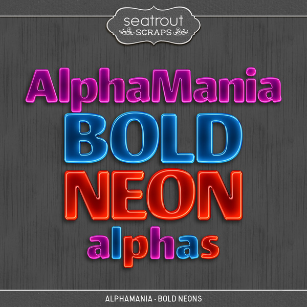 AlphaMania - Bold Neons Digital Art - Digital Scrapbooking Kits