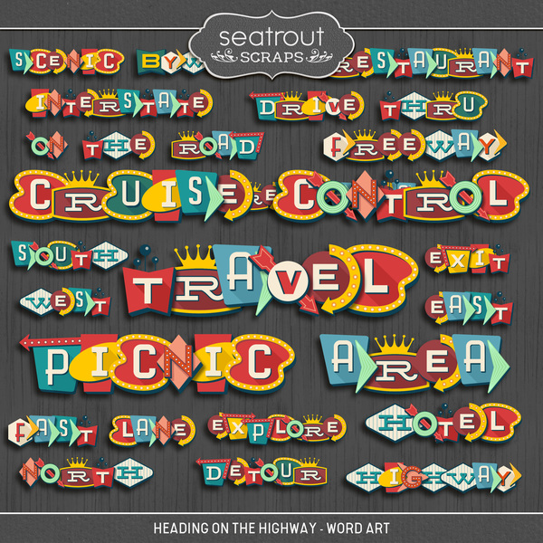 Heading on the Highway - Word Art Digital Art - Digital Scrapbooking Kits
