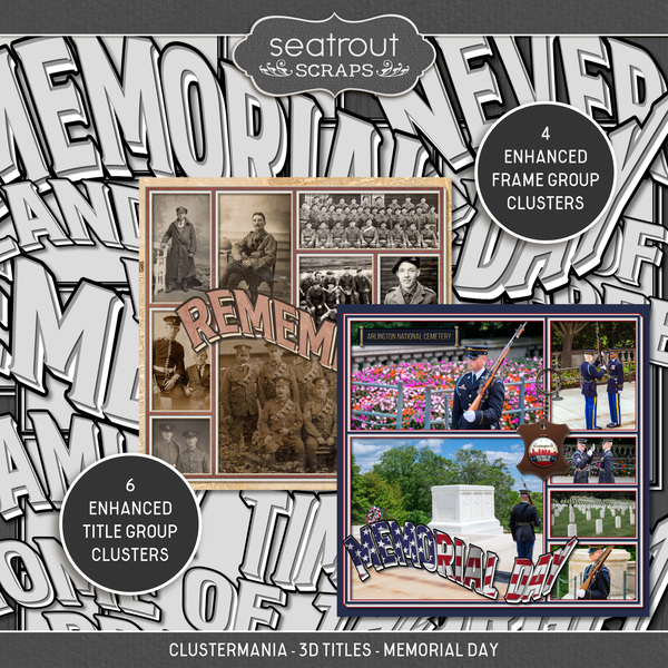 ClusterMania - 3D Titles - Memorial Day Digital Art - Digital Scrapbooking Kits