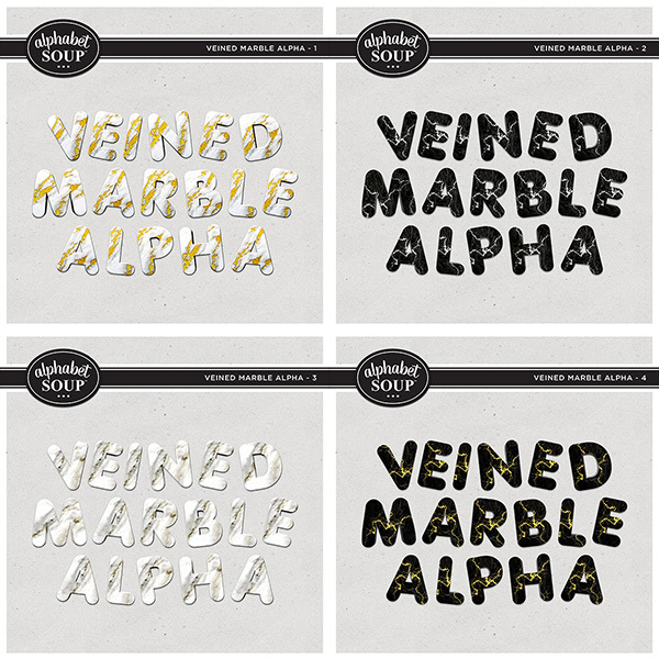 Veined Marble Alpha Bundle Digital Art - Digital Scrapbooking Kits