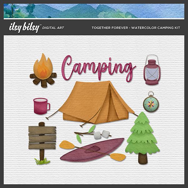 Together FOREVER - Watercolor Camping Kit Digital Art - Digital Scrapbooking Kits