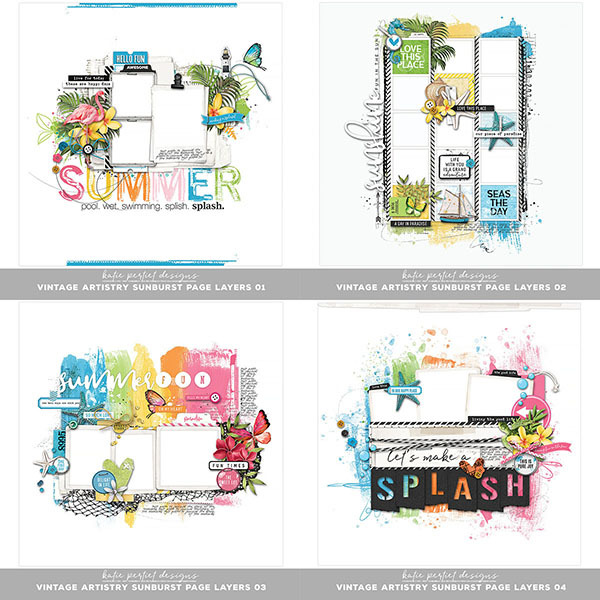 Vintage Artistry Sunburst Scrapbook Bundle 04 Digital Art - Digital Scrapbooking Kits