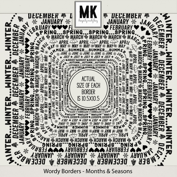 Wordy Borders - Months & Seasons Digital Art - Digital Scrapbooking Kits