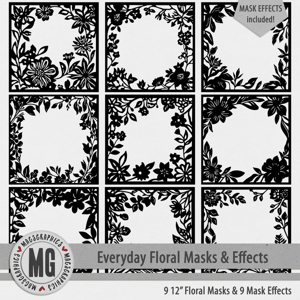 Everyday Floral Masks & Effects Digital Art - Digital Scrapbooking Kits