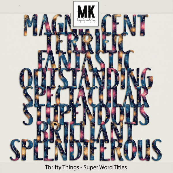 Thrifty Things - Super Word Titles Digital Art - Digital Scrapbooking Kits