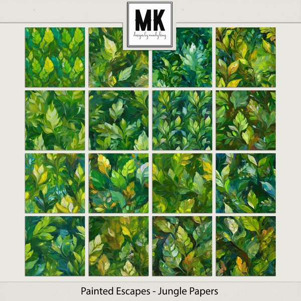 Painted Escapes - Jungle Papers Digital Art - Digital Scrapbooking Kits
