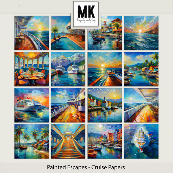 Painted Escapes - Cruise Papers Digital Art - Digital Scrapbooking Kits