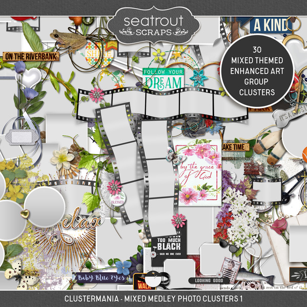 ClusterMania - Mixed Medley Photo Clusters 1 Digital Art - Digital Scrapbooking Kits