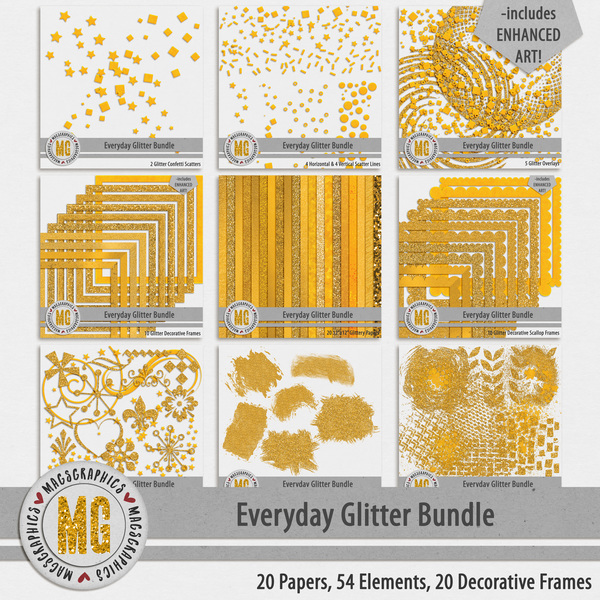 Everyday Glitter Bundle Digital Art - Digital Scrapbooking Kits