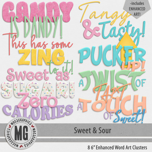 Sweet & Sour Enhanced Word Art Digital Art - Digital Scrapbooking Kits