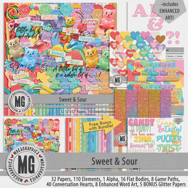 Sweet & Sour Bundle Digital Art - Digital Scrapbooking Kits
