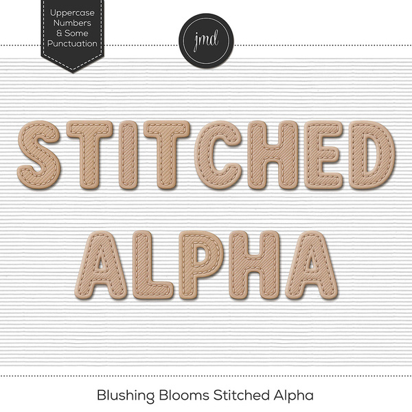 Blushing Blooms Stitched Alpha Digital Art - Digital Scrapbooking Kits