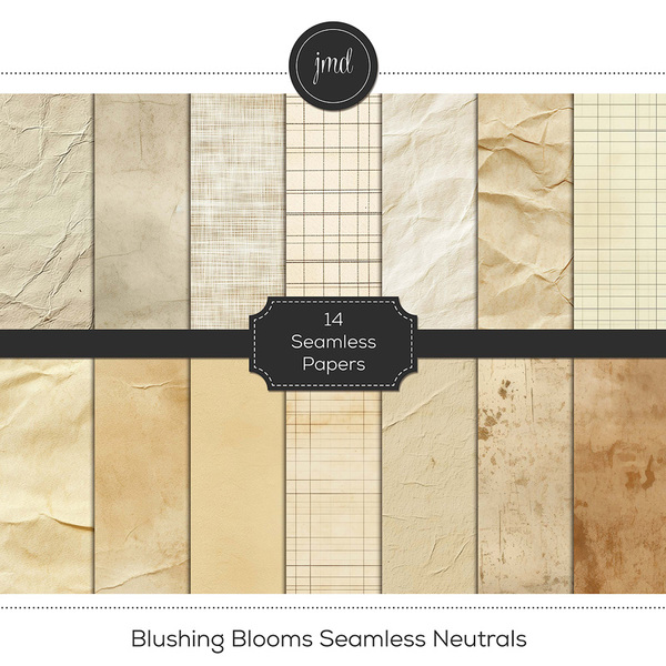 Blushing Blooms Seamless Neutrals Digital Art - Digital Scrapbooking Kits