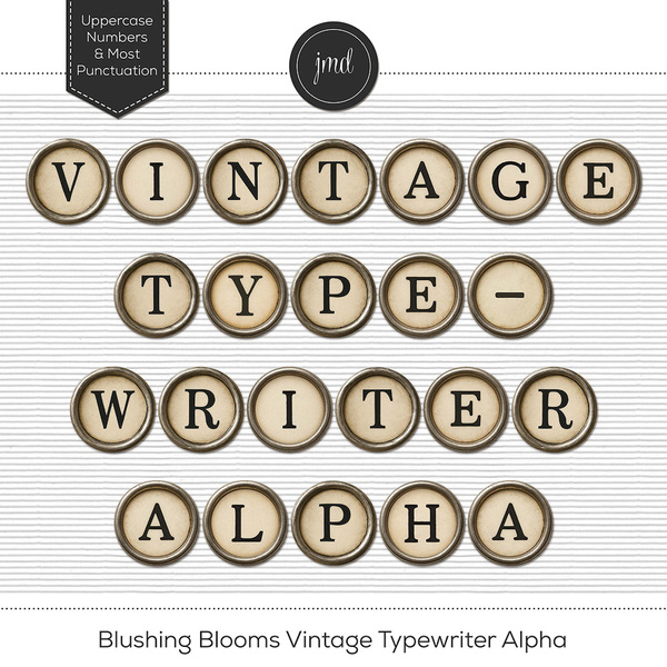 Blushing Blooms Vintage Typewriter Alpha Digital Art - Digital Scrapbooking Kits
