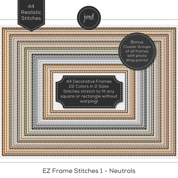 EZ Frame Stitches 1 - Neutrals Digital Art - Digital Scrapbooking Kits
