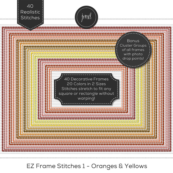 EZ Frame Stitches 1 - Oranges & Yellows Digital Art - Digital Scrapbooking Kits