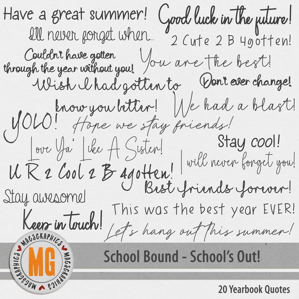 School Bound School's Out Yearbook Quotes Digital Art - Digital Scrapbooking Kits