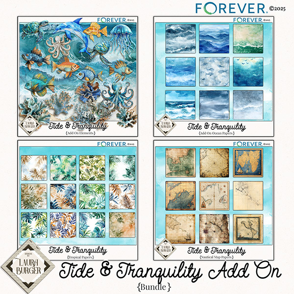 Tide & Tranquility Add On Bundle Digital Art - Digital Scrapbooking Kits
