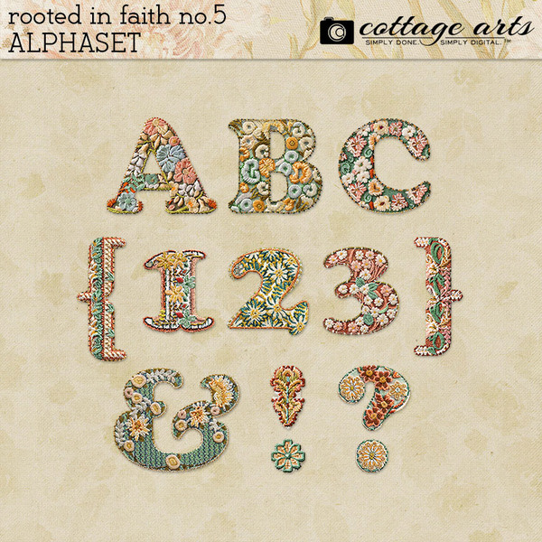 Rooted in Faith 5 AlphaSet Digital Art - Digital Scrapbooking Kits