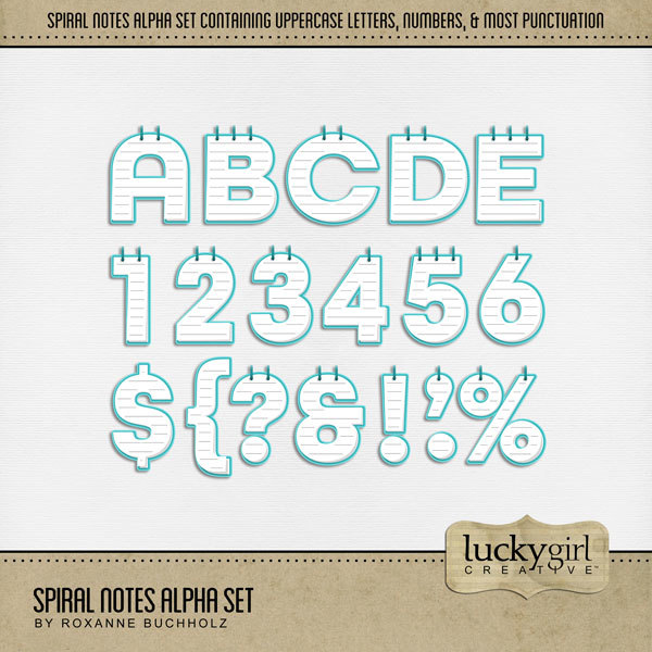 Spiral Notes Alpha Set Digital Art - Digital Scrapbooking Kits