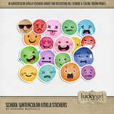 School Watercolor Emoji Stickers