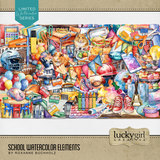 School Watercolor Elements
