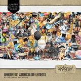 Graduation Watercolor Elements