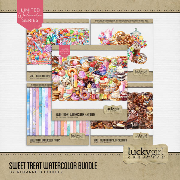 Sweet Treat Watercolor Bundle Digital Art - Digital Scrapbooking Kits