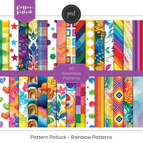 Pattern Potluck - Rainbow Patterns Digital Art - Digital Scrapbooking Kits